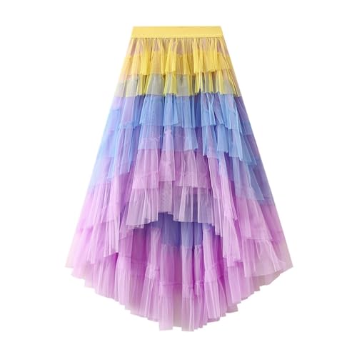 Tüllrock Damen Lang -Tütü Damen Bunt Tutu Rock Puffy Tüll Unterrock Asymmetrisch Röcke Petticoat Ballettrock Ballkleid Maxirock Tanzkleid für Karneval Party Ballett Tanzen 50er 80er Abendkleid von Generic