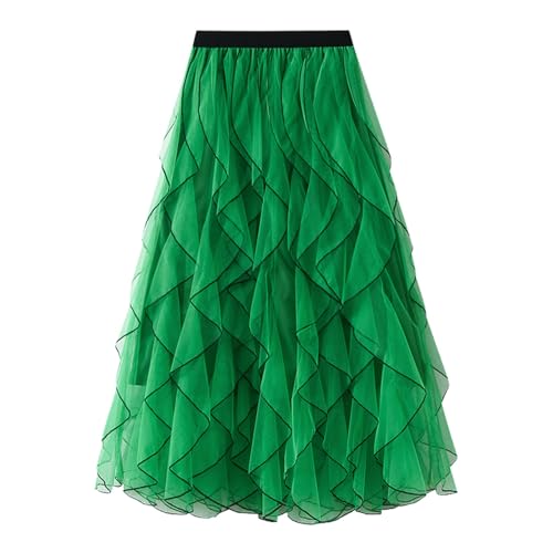 Tüllrock Damen Lang -Tütü Damen Schwarz Tutu Rock Tüll Unterrock Maxi Röcke Reifrock Ballettrock Ballkleid Lässig Midirock Tanzkleid für Karneval Party Ballett Tanzen 50er 80er Abendkleid von Generic