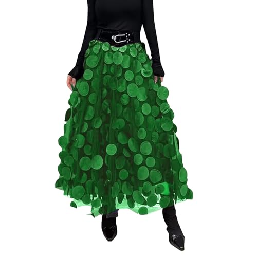 Tüllrock Damen Midi, Sommerrock Damen Lang Tüll Midirock Vintage Maxirock Brautkleid Für Hochzeit Rock Durchsichtige Plisseerock Punkte Wickelrock Elegant Plisseerock Boho Unterrock von Generic