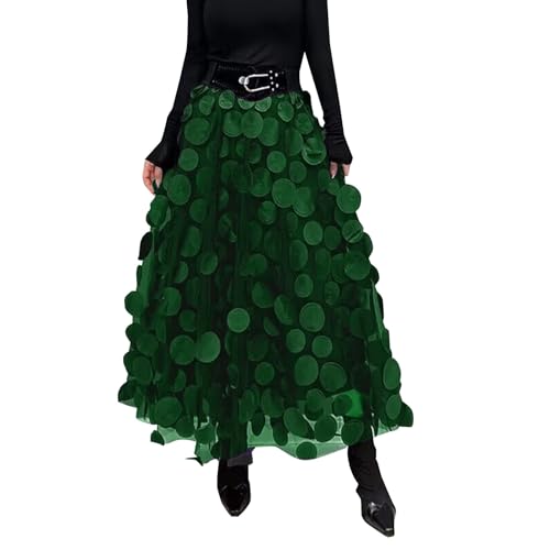 Tüllrock Damen Midi, Sommerrock Damen Lang Tüll Midirock Vintage Maxirock Brautkleid Für Hochzeit Rock Durchsichtige Plisseerock Punkte Wickelrock Elegant Plisseerock Boho Unterrock von Generic