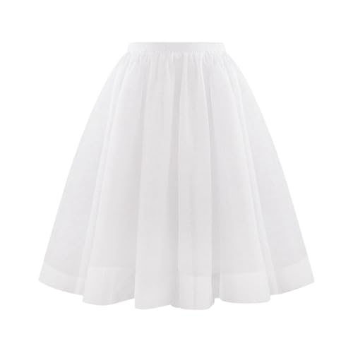 Tüllrock Damen Mit Elastische Hohe Taille Petticoat Unterrock Party Rockabilly Tüll Rock Midirock Crinoline Rot (05 Weiß, M) von Generic