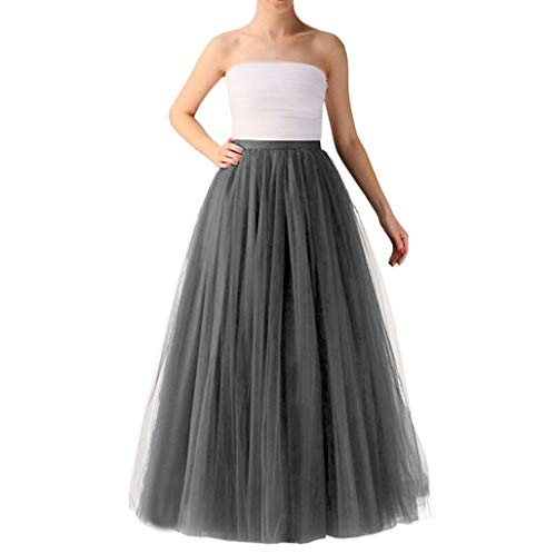 Tüllrock Damen Rock Lang Elegant 50er Rockabilly Petticoat Unterrock Plisseerock Swing Tutu Rock für Tanzkleid Ballkleid Prom Abendkleid Party Karneval Kostüm Skirt von Generic