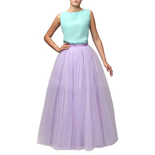 Tüllrock Damen Rock Lang Elegant 50er Rockabilly Petticoat Unterrock Plisseerock Swing Tutu Rock für Tanzkleid Ballkleid Prom Abendkleid Party Karneval Kostüm Skirt von Generic