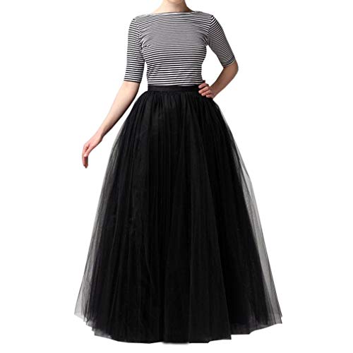 Tüllrock Damen Rock Lang Elegant 50er Rockabilly Petticoat Unterrock Plisseerock Swing Tutu Rock für Tanzkleid Ballkleid Prom Abendkleid Party Karneval Kostüm Skirt von Generic