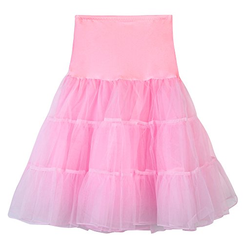 Tüllrock Damen Tüll Rock Tütü Karneval Kostüm Petticoat Tanzkleid 50er Vintage Ballet Tanzrock Ballkleid Tanzkleid Kurz tütü Rockabilly für Halloween Karneval Party Rosa von Generic