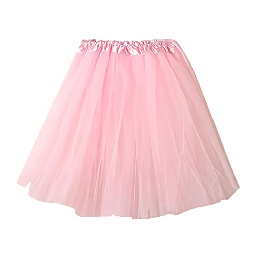 Tüllrock Damen Tütü Karneval Party Tutu Kurz 50er Rockabilly Petticoat Unterrock Ballet Minirock Faschingkostüm Cosplay Abendkleid Tanzkleid Kostüm 80er Jahre Outfit für Party (B-Pink, One Size) von Generic