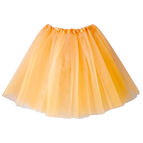 Tüllrock Damen Tütü Karneval Party Tutu Kurz 50er Rockabilly Petticoat Unterrock Ballet Minirock Faschingkostüm Cosplay Abendkleid Tanzkleid Kostüm 80er Jahre Outfit für Party (C-Orange, One Size) von Generic