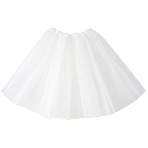 Tüllrock Damen Tütü Karneval Party Tutu Kurz 50er Rockabilly Petticoat Unterrock Ballet Minirock Faschingkostüm Cosplay Abendkleid Tanzkleid Kostüm 80er Jahre Outfit für Party (C-White, One Size) von Generic