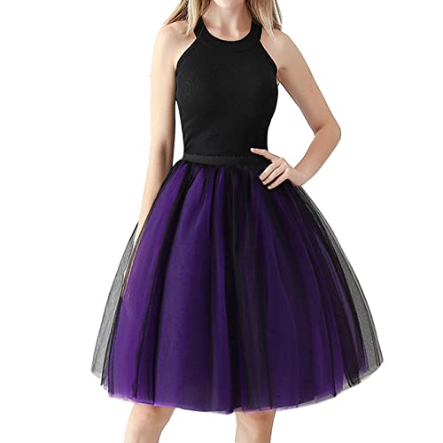 Tüllrock Damen Tütü Lang Tüll Rock Schwarz Karneval Kostüm Petticoat Unterrock 50er Vintage Ballet Tanzrock Ballkleid Tanzkleid tütü Rockabilly Halloween Karneval Faschingskostüme Lila von Generic