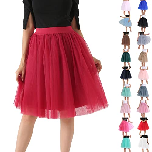 Tüllrock Damen Tütü Rock Tüllrock Party Midirock Tulle Ballett Kostüm Multicolor Tutu Kleinkind Baby Kinder Outfits Rockrock Kinderkleid & Rock Fußball Shorts Mädchen (#A-Hot Pink, M) von Generic