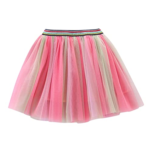 Tüllrock Kinder Ballettrock Regenbogen Minirock Prinzessin Tanzkleid Mädchen Tüll Tanz Röcke für Kinder Tutu Röcke Mädchen Tutu Tüll Sterne Funkelnde Pailletten Ballett Rock von Generic