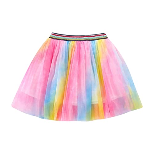 Tüllrock Kinder Ballettrock Regenbogen Minirock Prinzessin Tanzkleid Mädchen Tüll Tanz Röcke für Kinder Tutu Röcke Mädchen Tutu Tüll Sterne Funkelnde Pailletten Ballett Rock von Generic