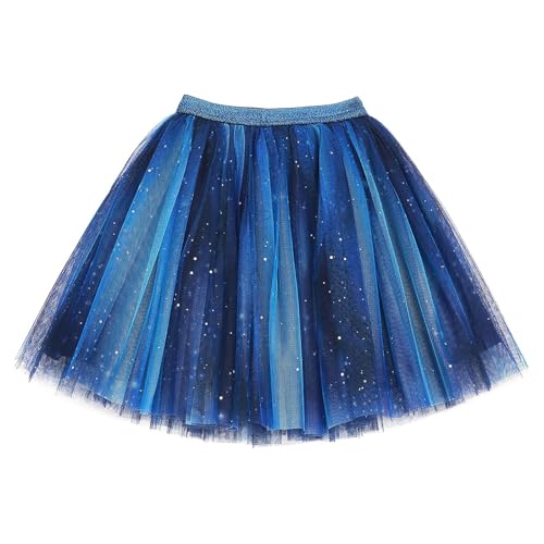Tüllrock Kinder Ballettrock Regenbogen Minirock Prinzessin Tanzkleid Mädchen Tüll Tanz Röcke für Kinder Tutu Röcke Mädchen Tutu Tüll Sterne Funkelnde Pailletten Ballett Rock von Generic
