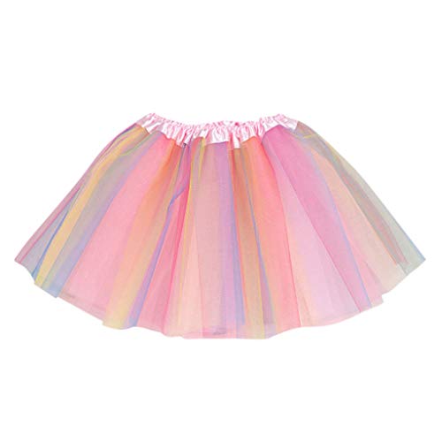 Tüllrock Kinder Ballettrock Regenbogen Minirock Prinzessin Tanzkleid Mädchen Tüll Tanz Röcke für Kinder Tutu Röcke Mädchen Tutu Tüll Sterne Funkelnde Pailletten Ballett Rock von Generic