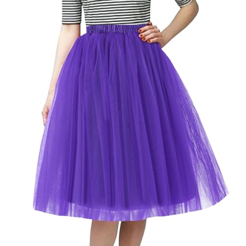 Tütü Damen, Tüllrock Damen Midi Tullrock Tüll Rock Tutu Röcke Karneval Kostüm Tulle Ballerina Tanzrock Faschingskostüme Partykleid Ballettrock Mesh Karnevalskostüm Fasching Faschingsrock Ballkleid von Generic