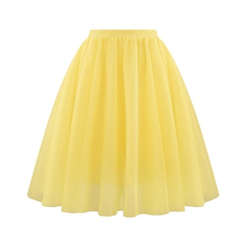 Tütü Tüllrock Damen Karneval Lang Rockabilly Kostüm Regenbogen Rock Bunt Petticoat Tutu Ballet Trock 50Er Mehrschichtiger Taillen Unterrock Prinzessin Multicolor Tanzkleid Für Cosplay 2025 von Generic