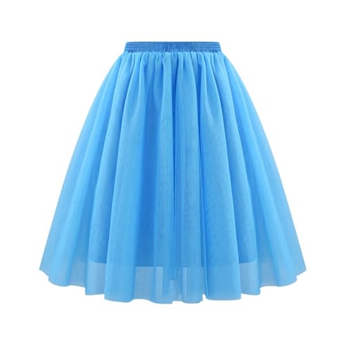 Tütü Tüllrock Damen Karneval Lang Rockabilly Kostüm Regenbogen Rock Bunt Petticoat Tutu Ballet Trock 50Er Mehrschichtiger Taillen Unterrock Prinzessin Tanzkleid Für Cosplay (01 BU2, XL) von Generic