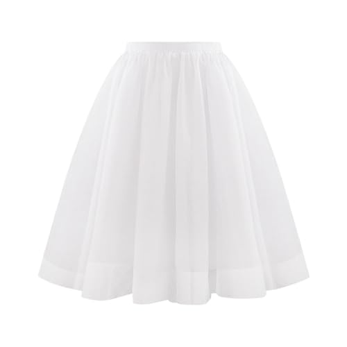 Tütü Tüllrock Damen Karneval Lang Rockabilly Kostüm Regenbogen Rock Bunt Petticoat Tutu Ballet Trock 50Er Mehrschichtiger Taillen Unterrock Prinzessin Tanzkleid Für Cosplay 2025 (01 Weiß, M) von Generic