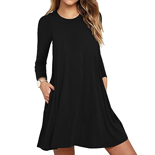 Tunika Kleid Damen Kurz Langarm Kleider Damen Herbst Winter Einfarbig Langarm Kleid Damen mit Taschen Midikleid Damen Herbst A Linie Sweatkleid Damen Locker Hauskleid Damen Elegant Tunika Kleid Damen Kurz Langarm Kleider Damen Herbst Winter Einfarbig Langarm Kleid Damen mit Taschen Midikleid Damen Herbst A Linie Sweatkleid Damen Locker Hauskleid Damen Elegant von Generic