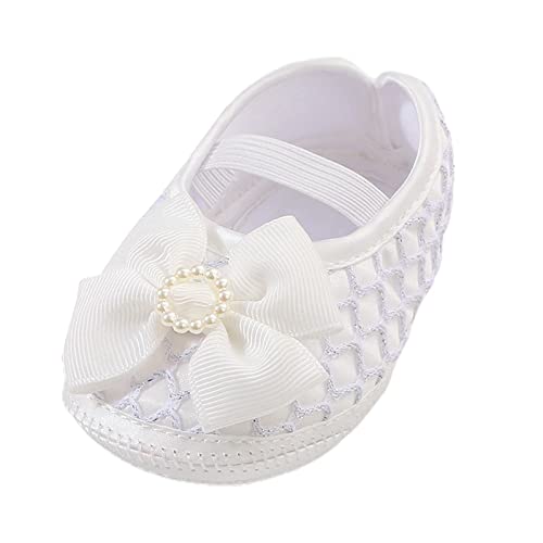 Turnschuh Baby Babyschuhe, modische weiche Sohle, Kleinkindschuhe, Perlenkleid, Blumen-Prinzessin-Schuhe, Kleinkindschuhe Sneaker Antirutsch Baby (White, 19 Infant) von Generic