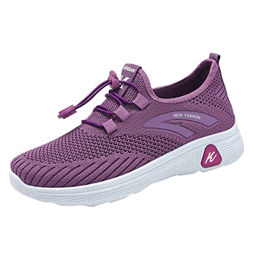 Turnschuhe Damen Weiss Laufschuhe Breite Füße Flach Mit Weichem Fußbett Weichen Sohlen Walkingschuhe Mesh Atmungsaktive Joggingschuhe Sneakers Sportschuhe Sommerschuhe Damen Sandalen Mit Absatz von Generic