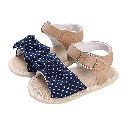 Turnschuhe Kinder 31 Schuhe Mädchen Sandalen Flacher Boden Leichte Offene spitze Atmungsaktive Polka Dot Schleife Baby Sandalen Für Breite Füße (Dark Blue, 20 Infant) von Generic