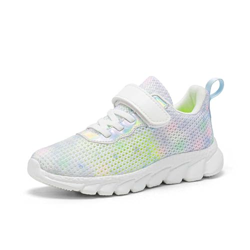 Turnschuhe Mädchen Stylish - Mesh Sneaker Mädchen mit Klettverschlu Luftig Sportschuhe mit Sternmuster Outdoor Laufschuhe Bequeme Kinderschuhe Flach Rutschfeste Hallenschuhe Freizeitschuhe Größe 26-37 von Generic