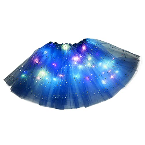 Tutu Rock Damen LED-Light Mini Tüllrock 50er Kurz Ballet Dehnbaren Ballettkleidung Unterkleid Fasching Cosplay Petticoat Glitzer Rock Tulle Skirt Frauen Minirock Festliche Partykleid Karneval Kostüm von Generic