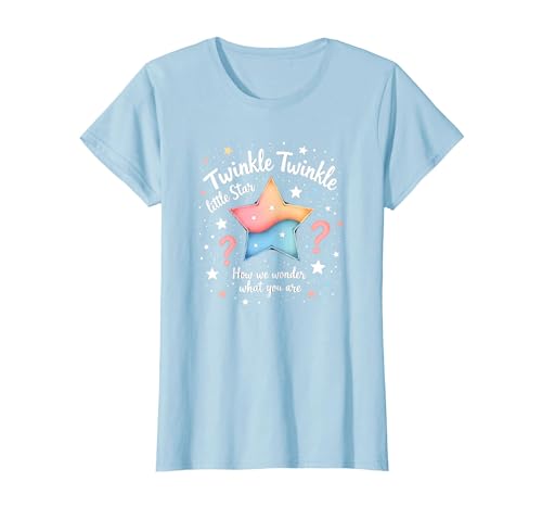 Twinkle Star Gender Reveal Kinderreim, Baby-Überraschung T-Shirt, Damen, Himmelblau, XXL von Generic
