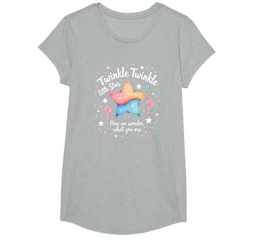 Twinkle Star Gender Reveal Kinderreim, Baby-Überraschung T-Shirt, Girls, Grau Meliert, XS Twinkle Star Gender Reveal Kinderreim, Baby-Überraschung T-Shirt, Girls, Grau Meliert, XS von Generic