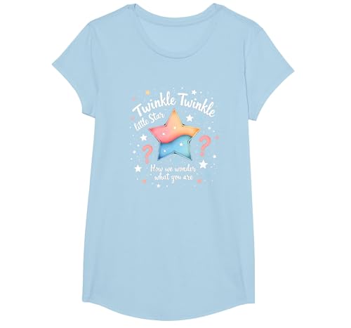 Twinkle Star Gender Reveal Kinderreim, Baby-Überraschung T-Shirt, Girls, Himmelblau, XS Twinkle Star Gender Reveal Kinderreim, Baby-Überraschung T-Shirt, Girls, Himmelblau, XS von Generic