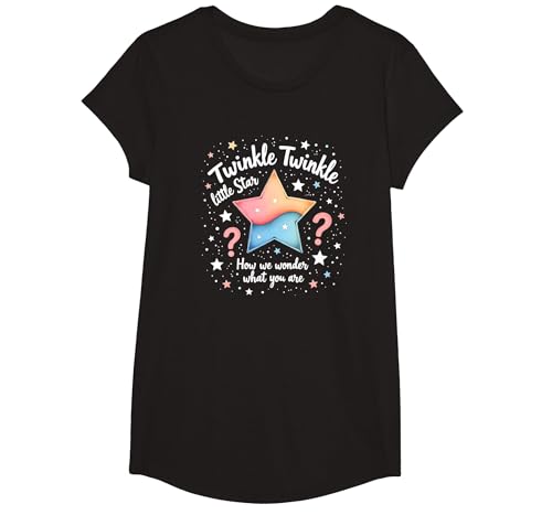 Twinkle Star Gender Reveal Kinderreim, Baby-Überraschung T-Shirt, Girls, Schwarz, XS Twinkle Star Gender Reveal Kinderreim, Baby-Überraschung T-Shirt, Girls, Schwarz, XS von Generic