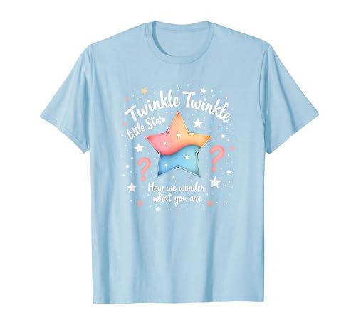 Twinkle Star Gender Reveal Kinderreim, Baby-Überraschung T-Shirt, Herren, Himmelblau, XXL von Generic