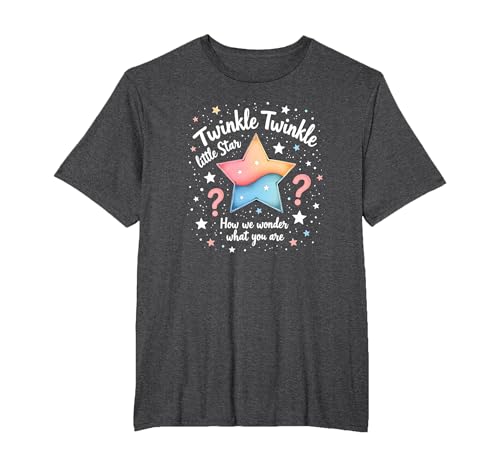 Twinkle Star Gender Reveal Kinderreim, Baby-Überraschung T-Shirt, Herren Große Größen, Anthrazit Meliert, 4X Tall von Generic