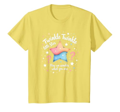 Twinkle Star Gender Reveal Kinderreim, Baby-Überraschung T-Shirt, Kinder, Gelb, 140 von Generic