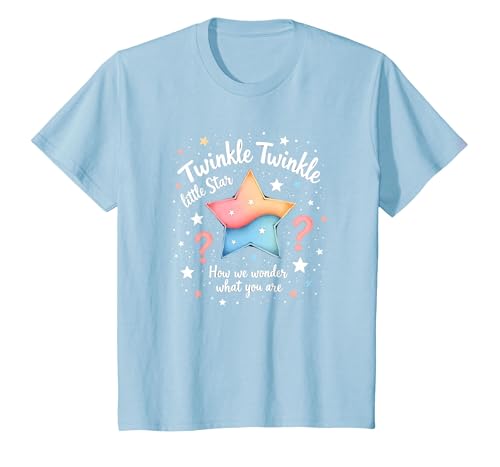 Twinkle Star Gender Reveal Kinderreim, Baby-Überraschung T-Shirt, Kinder, Himmelblau, 98 von Generic
