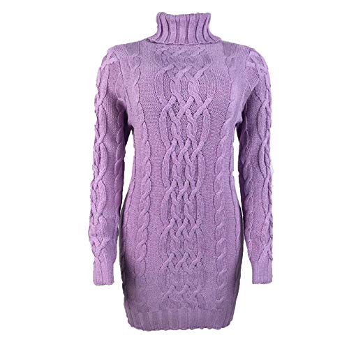Twist-gestricktes Rollkragenpulloverkleid Damen Pulli Winter lang Pullover Autumn Winter Damen Pullover Sweater Strickkleid Warm Elegant Langarm Strickpullover Lang Rollkragen Tunika Kleid von Generic