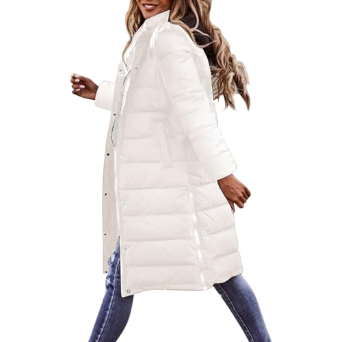 Übergangsjacke Damen Elegant Große Größen, Steppjacke Mit Kapuzen Leichte Daunenjacke Einfarbig Wintermantel Knielang Kapuenmantel Langarm Hooded Herbstjacke Teenager Mädchen Streetwear von Generic