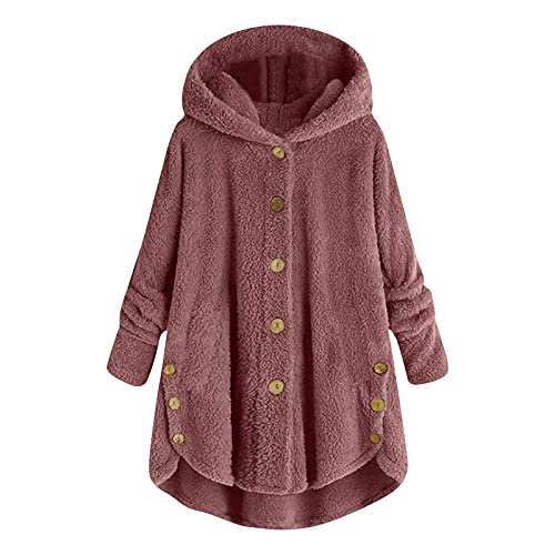 Übergangsjacke Damen Herbst, Fleecejacke Damen Lang Blazer Elegant Wanderjacke Wasserdicht Atmungsaktiv Ärmellose Weste Damen Regenjacke Große Größen Winter Coats Fleecejacke (rosa,4XL) von Generic
