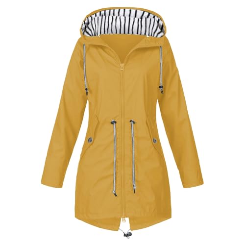 Übergangsjacke Damen Regenjacke Wasserdicht Regenmantel Windbreaker mit Kapuze Fahrradjacke Regencape Regenjacken Windjacke Wanderjacke Outdoor Jacken Radjacke Regenponcho Große Größe von Generic