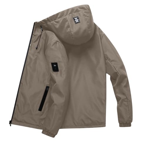 Übergangsjacke Herren Leicht Locker Softshelljacke mit Kapuze Winddicht Funktionsjacke Langarm Einfarbig Sweatjacke mit Logo Luftig Reissverschluss Outdoorjacke Frühlingsangebote von Generic