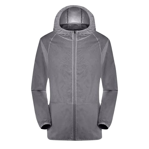 Übergangsjacke Herren Männer Einfarbig Dünne Outdoorjacke Mit Kapuze Ultraleicht Windbreaker Reißverschluss Casual Atmungsaktiv Wanderjacke Outdoor Camping Regenmantel Softshelljacke von Generic