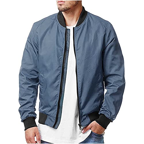 Übergangsjacke Herren Sommer Bomberjacke Leichte Sommerjacke Casual Sweatjacke Blouson Jacke Zipper Fliegerjacke Langarm Strickjacke Herren-Jacken Große Größen Pilotenjacke Hemdjacke Freizeitjacke von Generic
