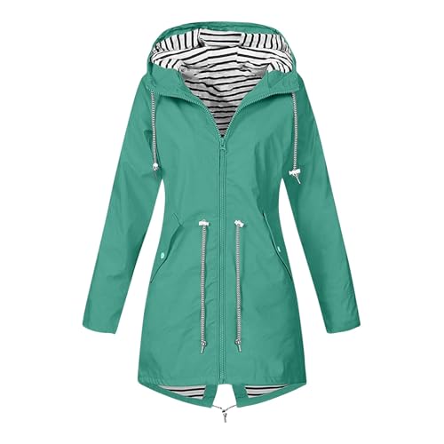 Regenjacke Damen Mäntel Winter Einfarbig Softshellmantel Outdoor Regenmantel Wasserdicht Gefütterte Regenjacke Damen Jacke Winter Windbreaker mit Kapuze von Generic