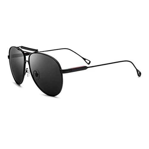 Übergroße   UV400 Vintage Herren Motorrad Fahren Sonnenbrille Metallrahmen 4 Farben mit Box, schwarz, China von Generic