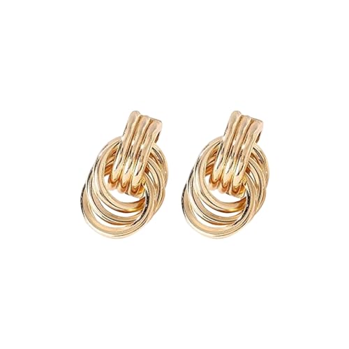 Übertriebene Art-Kreis-geometrische Ohrringe-Ohrringe einfache Metallgefühl-Temperament-Ohrringe Mädchen GkS220 (Gold, One Size) von Generic