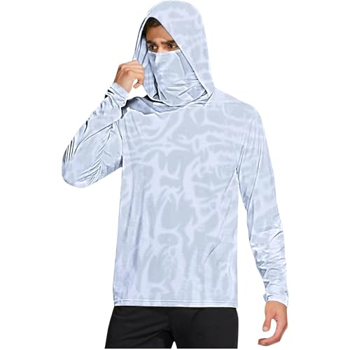 UPF 50+ Hoodie Herren Langarm UV Shirt mit Kapuze Sonnenschutz Wandershirt Sommer Atmungsaktives Funktionsshirt Schnelltrocknend Rashguard Dry Fit Langarmshirt Tages 04 Weiß L von Generic