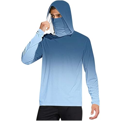 UPF 50+ Hoodie Herren Langarm UV Shirt mit Kapuze Sonnenschutz Wandershirt Uv-Schutz Kapuzenshirt Dry Fit Sportshirt Uv Protection Kleidung Männer Schutzkleidung Prime Marine XL von Generic