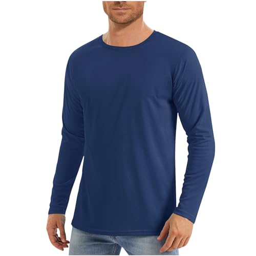 UPF 50+ Sommer UV Shirt Langarm Herren Tshirt Sonnenschutz UV-Schutz Langarmshirt Atmungsaktive Schnelltrocknend Rashguard Freizeit Schutzkleidung Wandershirt Prime 02 Marine S von Generic