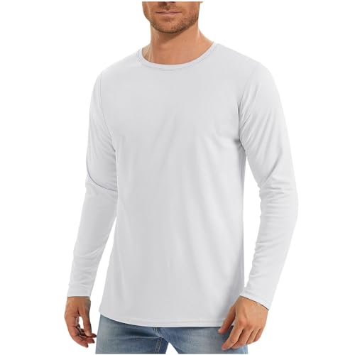 UPF 50+ Sommer UV Shirt Langarm Herren Tshirt Sonnenschutz UV-Schutz Langarmshirt Atmungsaktive Schnelltrocknend Rashguard Freizeit Schutzkleidung Wandershirt Prime 02 Weiß M von Generic